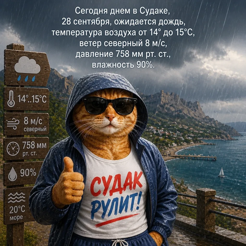 В Судаке сегодня, 28 сентября, ожидается дождливая погода. Температура воздуха днем сос...