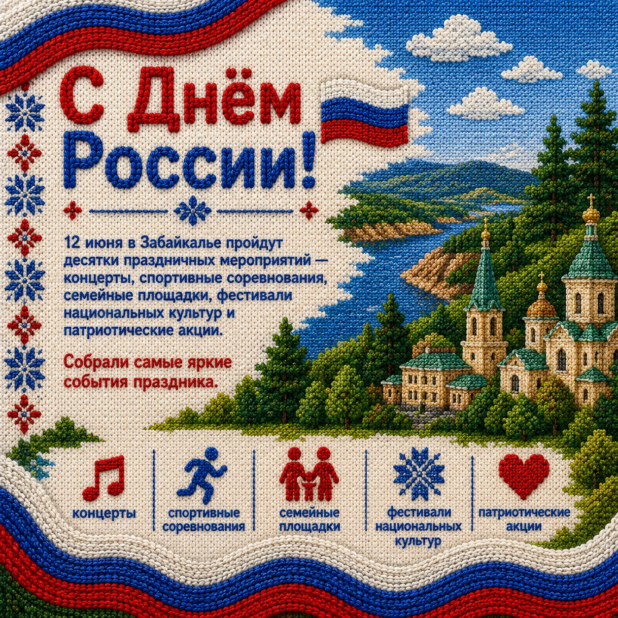 Сегодня, в День России, по всему Забайкалью пройдут концерты, фестивали, спортивные сор...