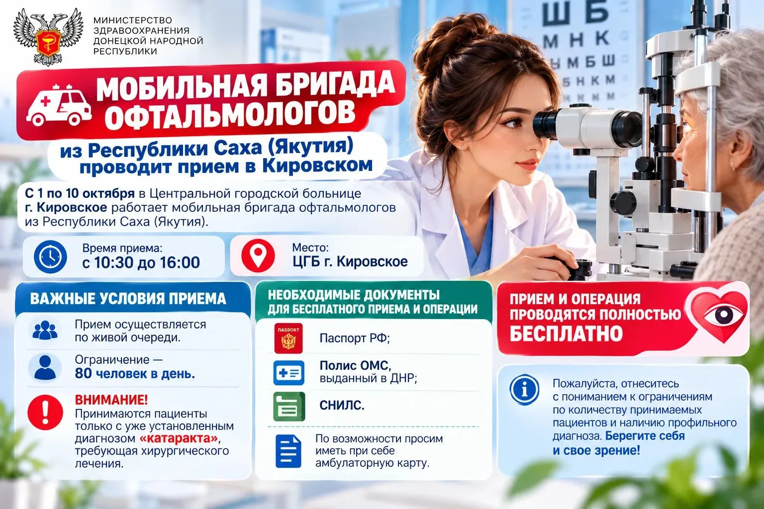 ❗️Офтальмологи из Якутии помогут пациентам с катарактой