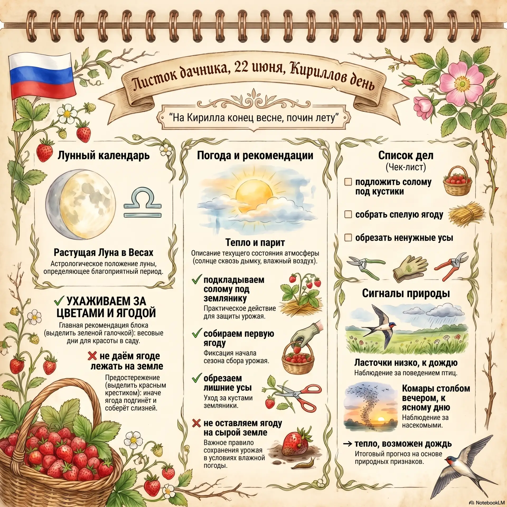 📅 ЛИСТОК ДАЧНИКА: 22 ИЮНЯ
Кириллов день

Хей-хей, знатные мои! На связи Патрик 🌶️

Кириллов день, 