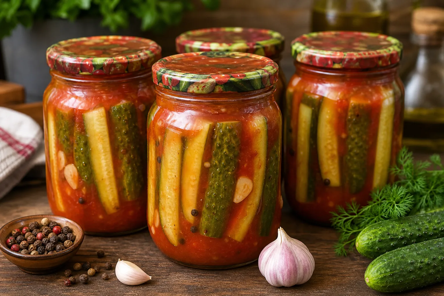 Пикантные огурчики в томатной заливке 🥒🍅✨