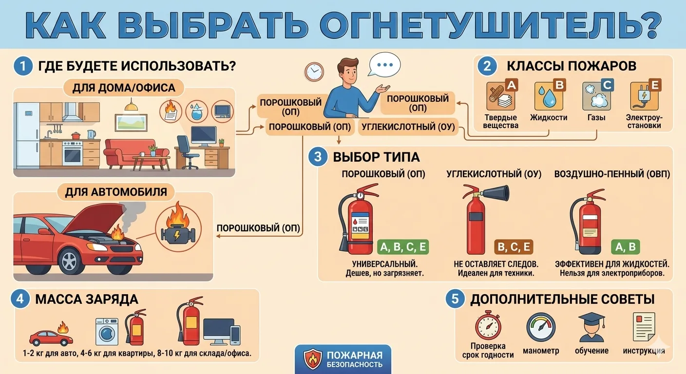 🔥 Как выбрать огнетушитель для офиса / склада / кафе