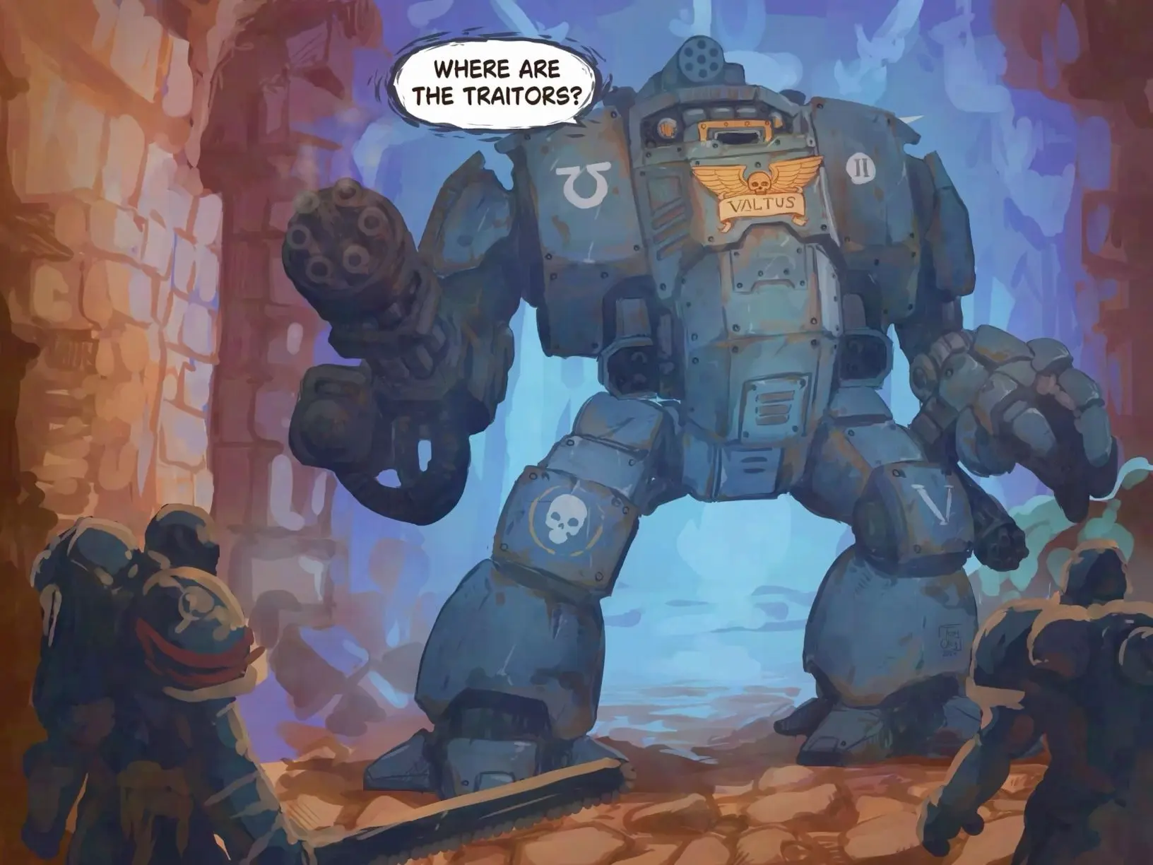 Дредноут в вселенной Warhammer 40,000 — это огромная бронированная шагающая боевая маши...