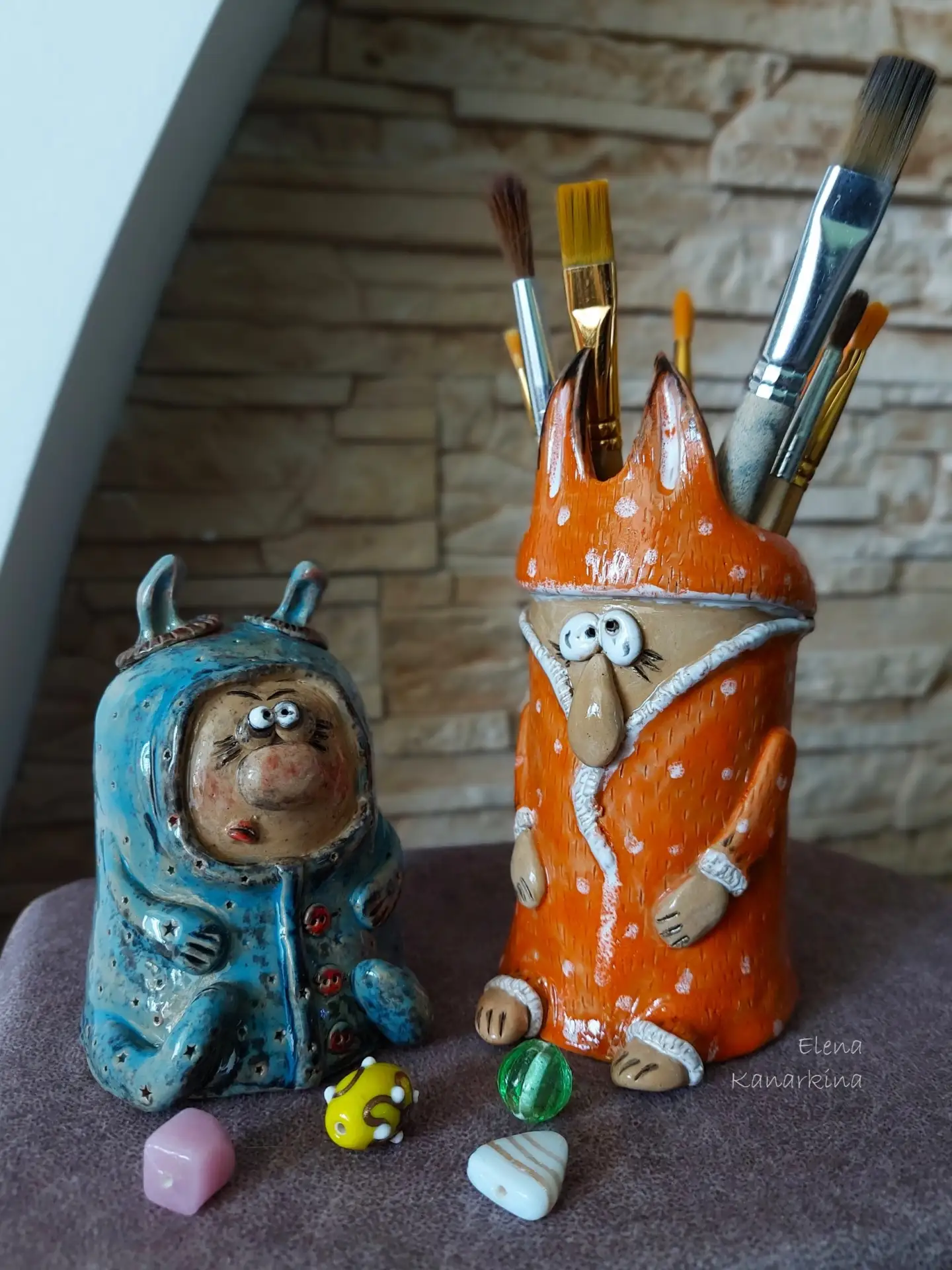 Парочка керамо - товариСЧей ✌😜 
Зай для хранения очень секретных секретиков 🐰❤ 
И Лис - ну тут мор
