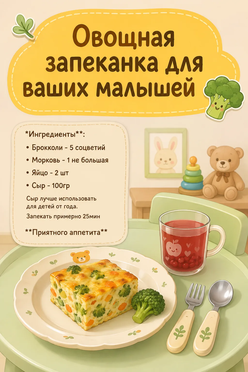 📌Овощная запеканка для ваших малышей 🥦
