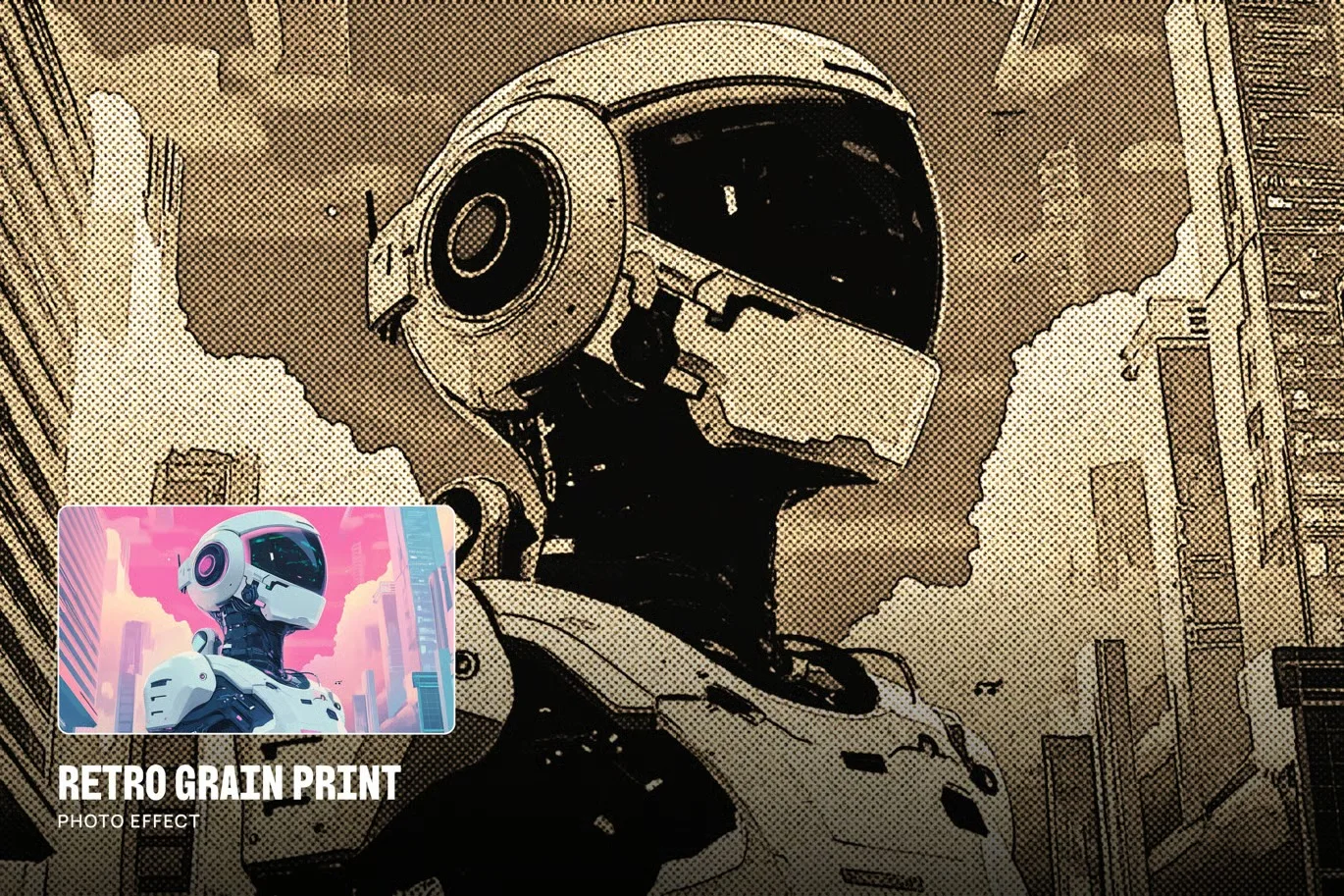 ✅ Retro Grain Print Photo Effect