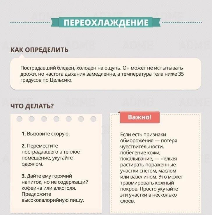 Краткая инфографика, в которой рассказывается, как действовать в том или ином экстренном случае.