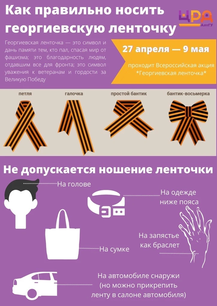 Георгиевская лента – важный символ памяти и скорби, поэтому носить ее нужно правильно.