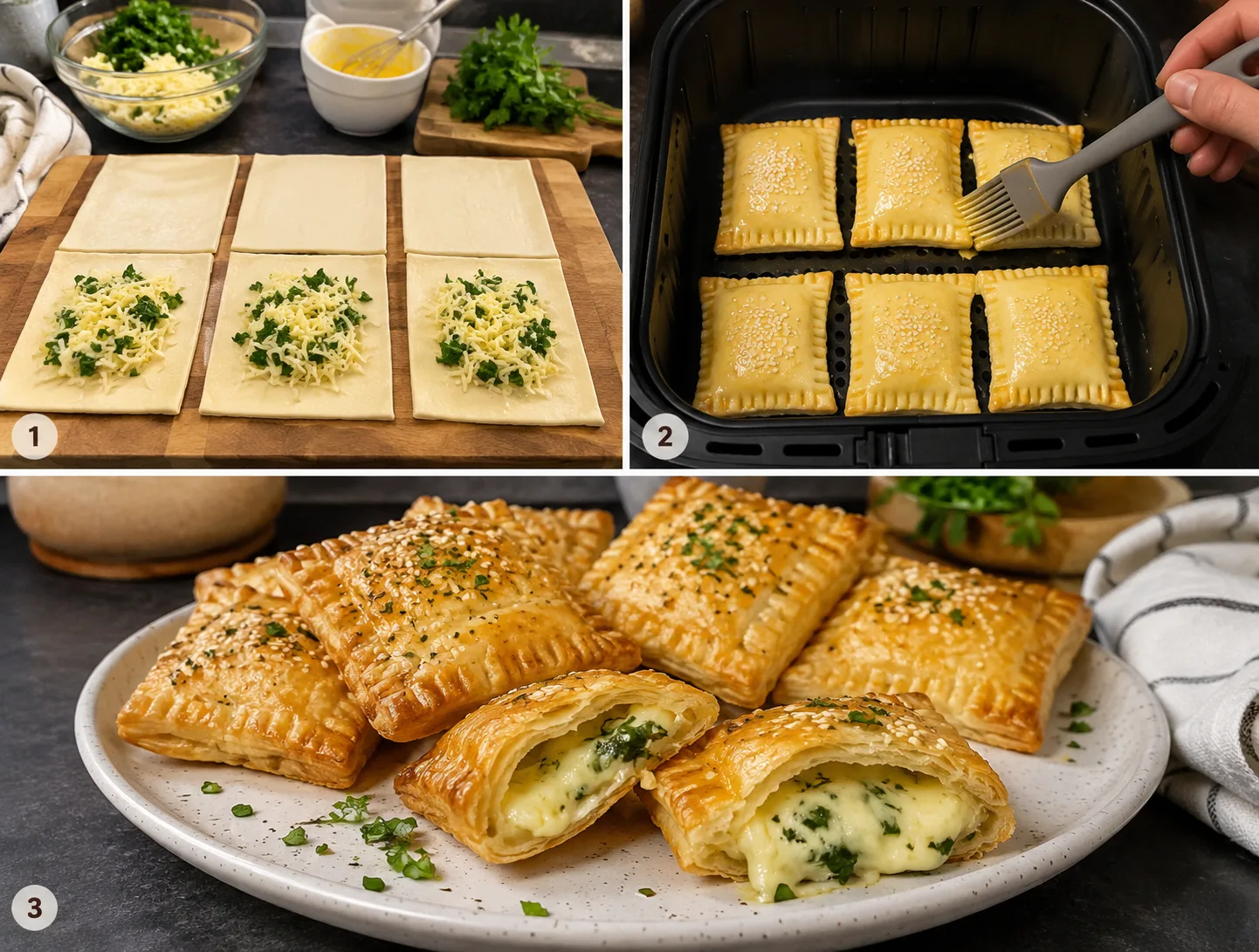 СЛОЙКИ С СЫРОМ И ЗЕЛЕНЬЮ В АЭРОГРИЛЕ 🧀🥐