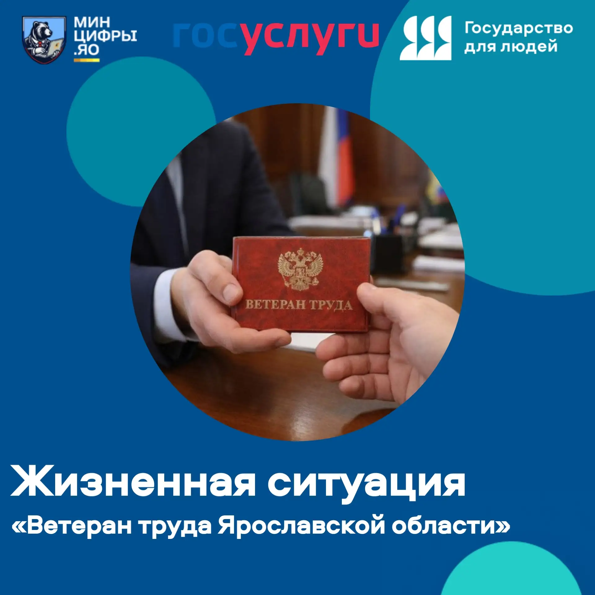 Жизненная ситуация «Ветеран труда Ярославской области» позволяет быстро узнать, как получить указанн