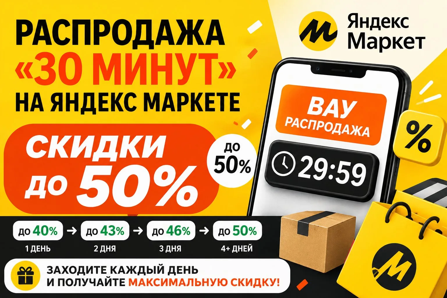 ⚡Распродажа «30 минут» («ВАУ распродажа») на Яндекс Маркете — как получить реальную ски...