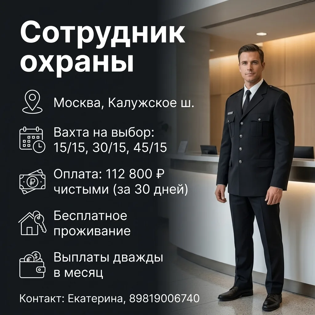 📢 Приглашаем сотрудника Охраны в наш дружный коллектив! ВАХТА с проживанием, или посме...