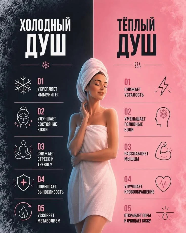 Теплый vs Холодный душ: как управлять своим состоянием 🚿✨