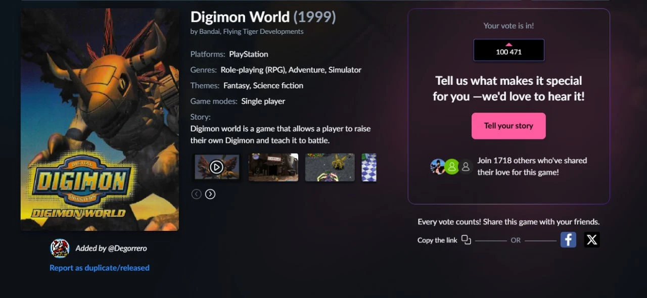 Digimon World взобралась в топы проекта GOG Dreamlist