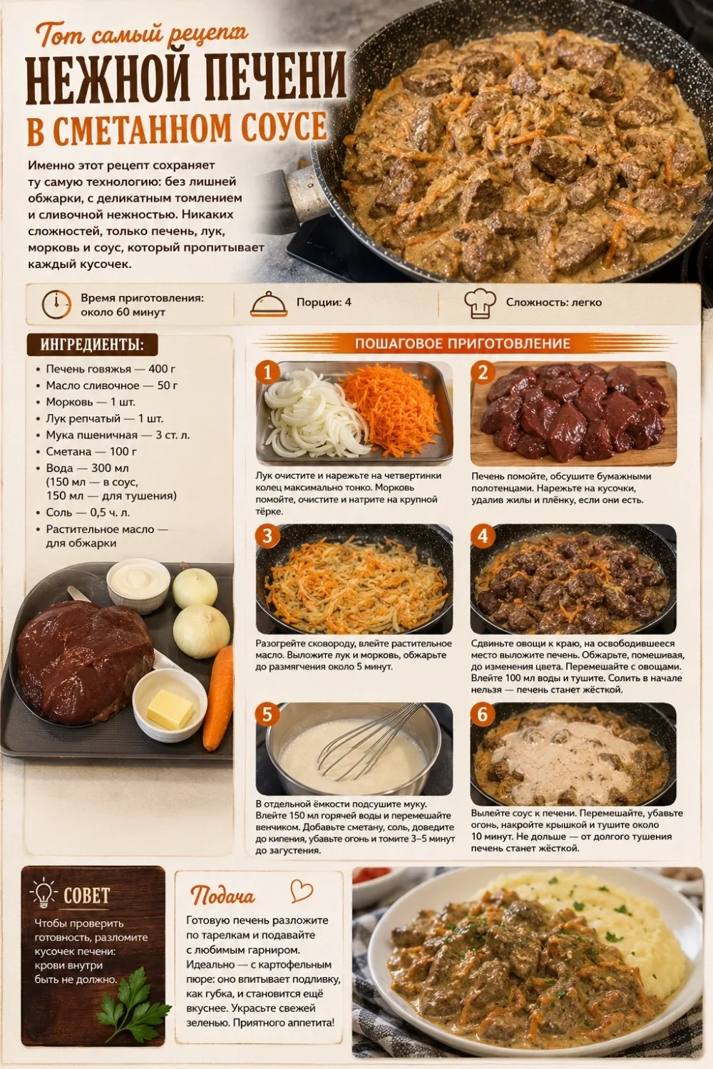 Та самая, как в детском саду! Вкуснейшая печень без обжарки —простой рецепт