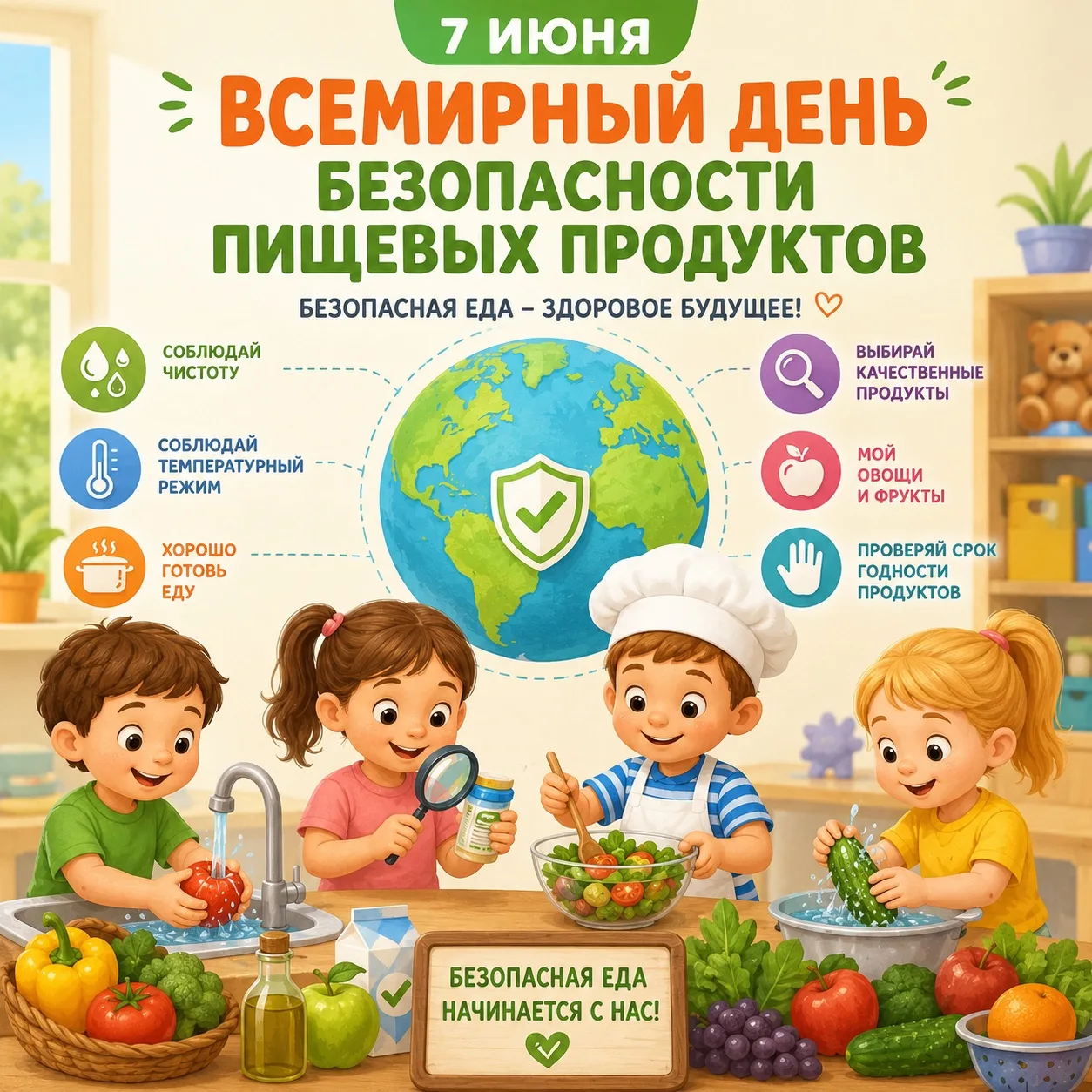 🛡️ 7 июня — Всемирный день безопасности пищевых продуктов!