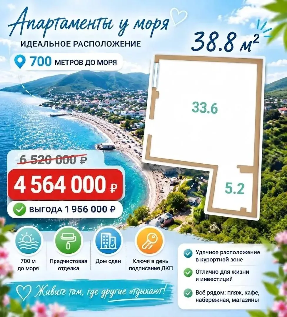 🏖 Апартаменты у моря в Новороссийске — отличное предложение для жизни, отдыха и инвест...