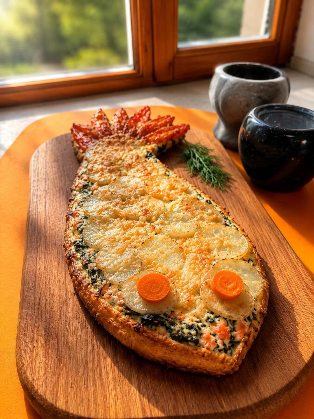 Заливной пирог-рыба с красной рыбой и икорным соусом 🐟🤍