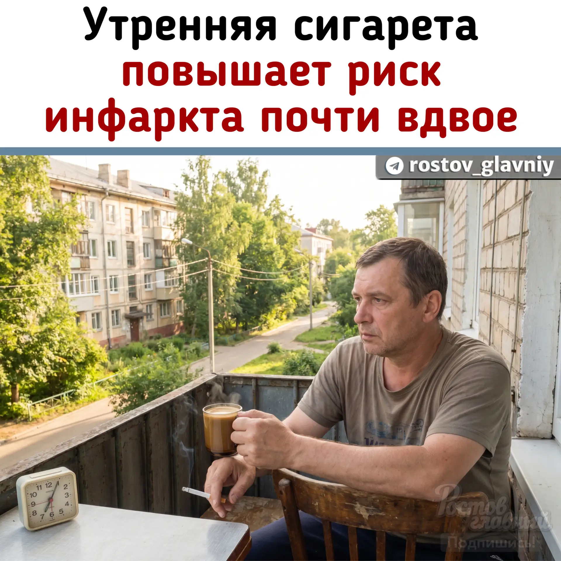 🚬 Утренняя сигарета повышает риск инфаркта почти вдвое!

Люди, которые закуривают в первые пять мин
