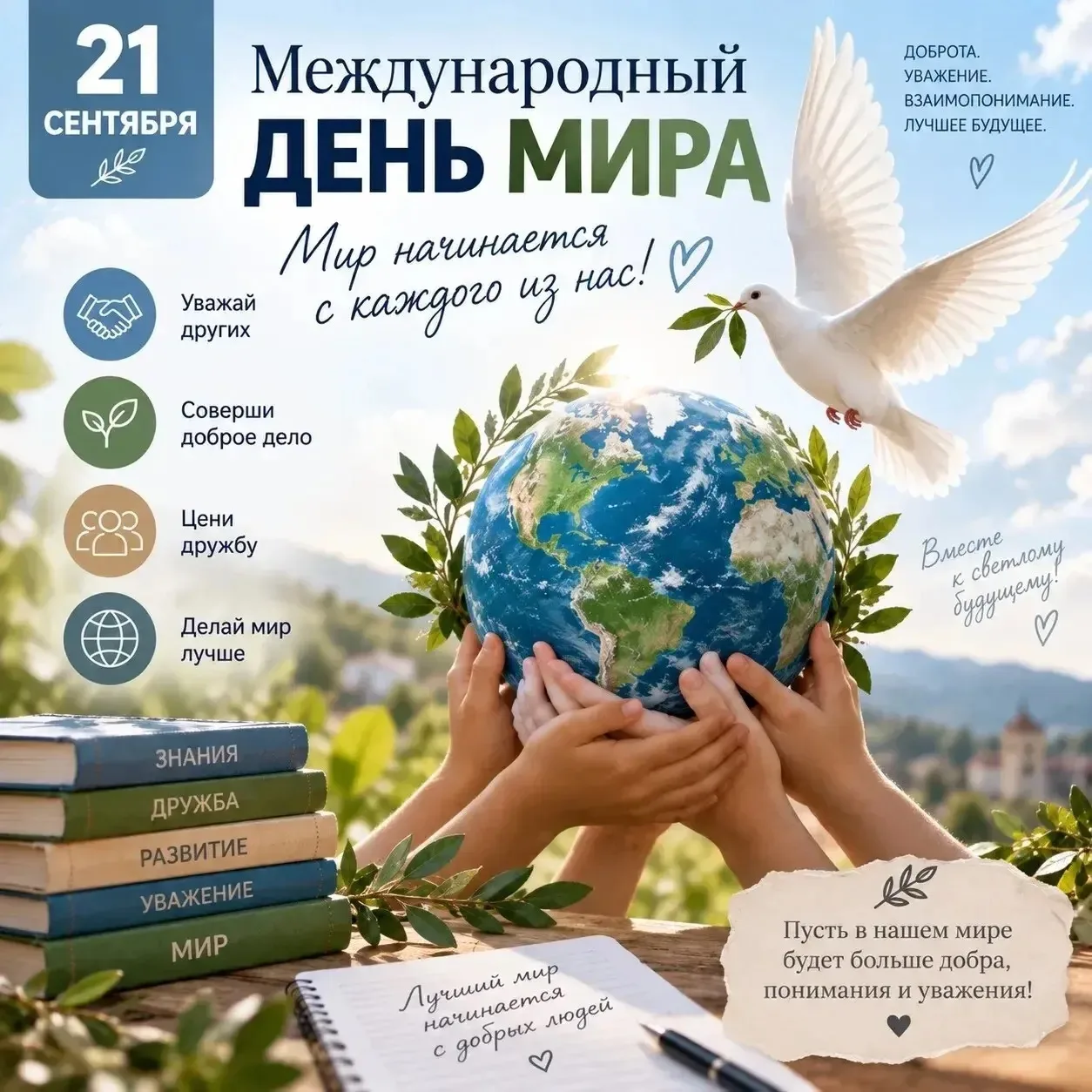 21 сентября отмечается Международный день мира — день, который напоминает о ценности сп...
