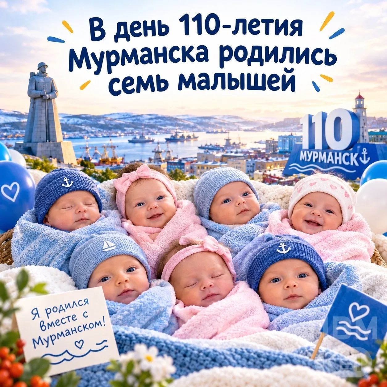 🎉 В день 110-летия Мурманска родились семь малышей