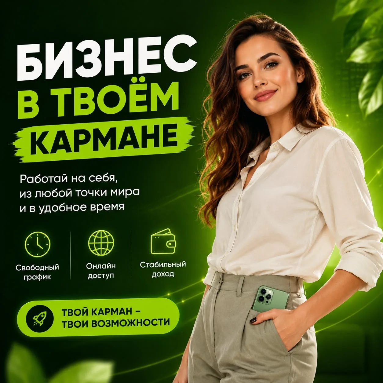 Работа со своего телефона?

Без начальников. 
Без поездок на работу. Без специальных навыков.

Нужны