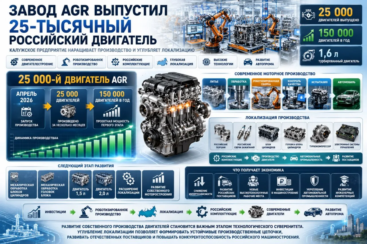 Калужский завод AGR выпустил 25-тысячный двигатель всего через несколько месяцев после запуска произ