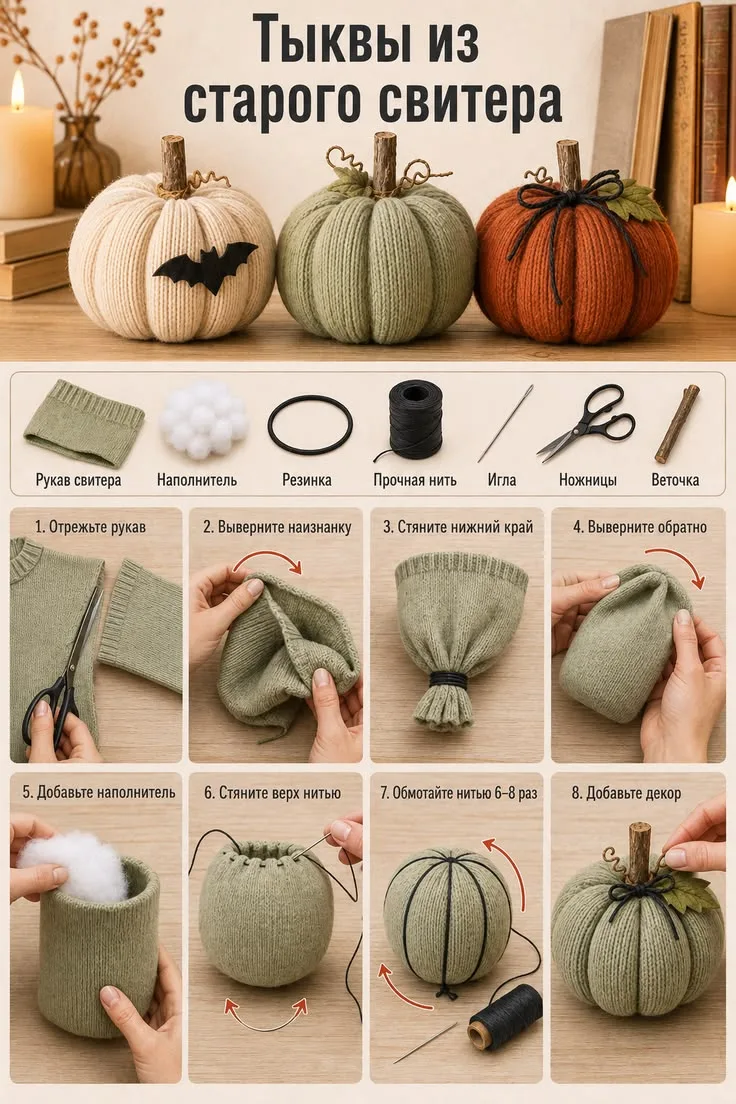 🍂  ОСЕННИЙ УЮТ ИЗ СТАРОГО СВИТЕРА