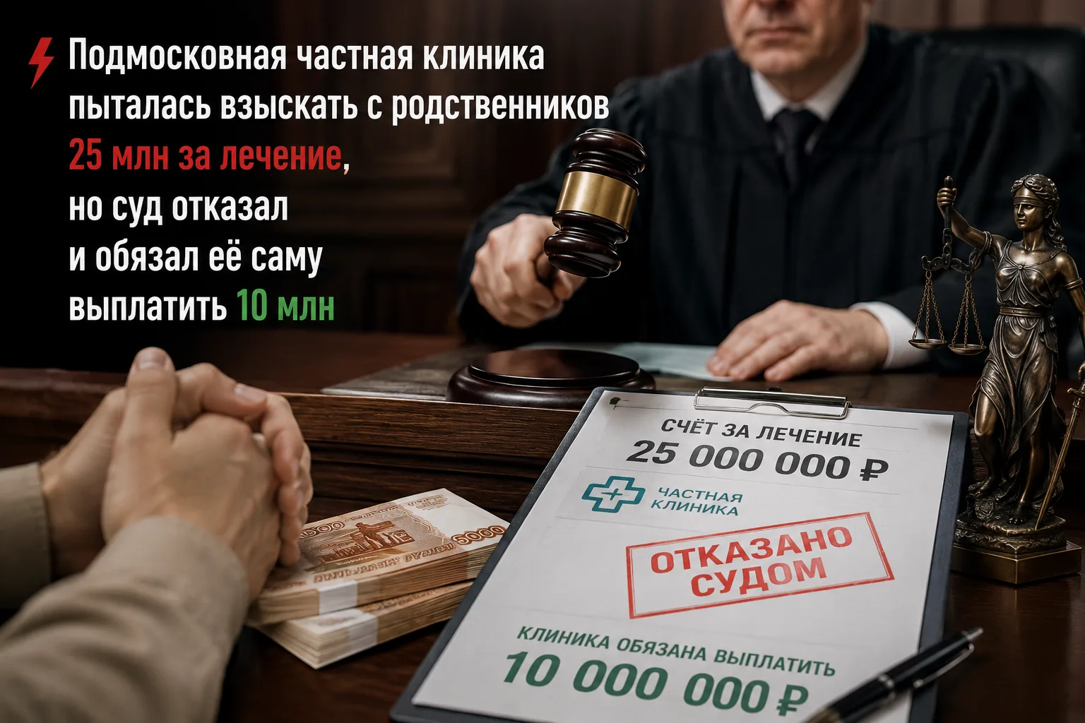 ⚡️Подмосковная частная клиника пыталась взыскать с родственников 25 млн за лечение, но суд отказал и