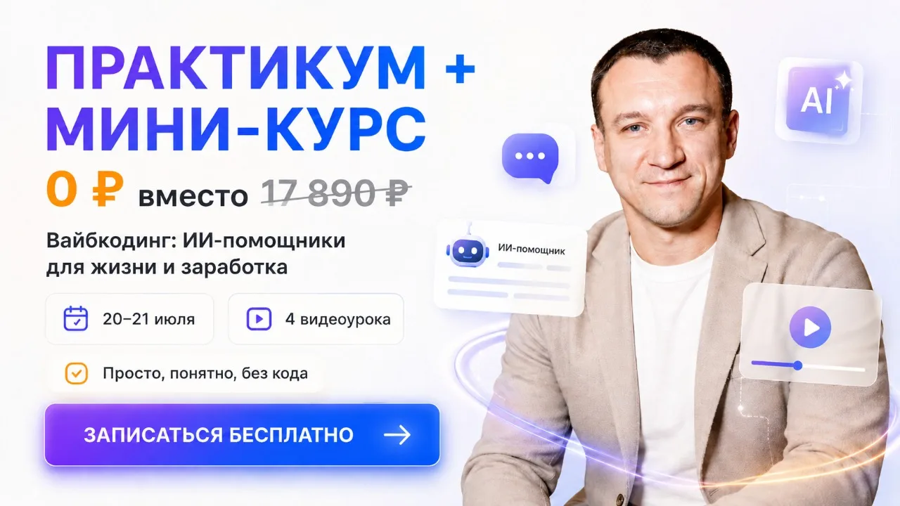 🔥 Дарим вам практикум + мини-курс по вайбкодингу! 0 р вместо 17 890 р!
 
Вам очень повезло! Вы може