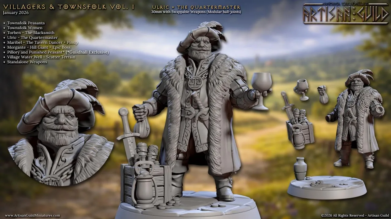 Коллекция Villagers & Townsfolk Vol.1 включает более 30 детализированных фигурок горожан: 12 крестья