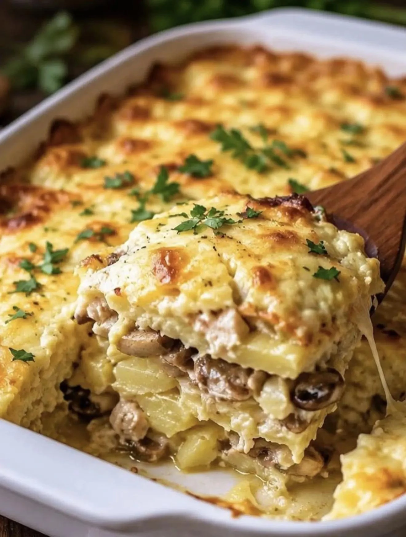 Картофельная запеканка с курицей и грибами😍