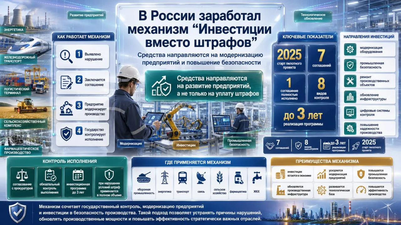 В России заработал механизм «инвестиции вместо штрафов». Предприятия из стратегически важных отрасле
