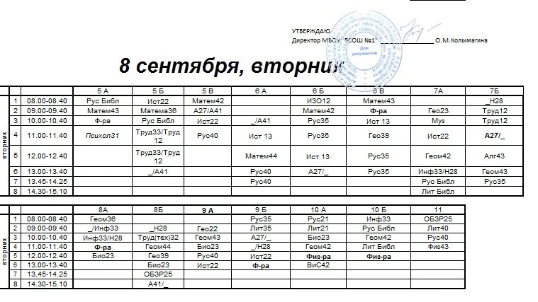 ❗️Внимание 5А и 1А ❗️, Изменение в расписании. Остальные классы без изменений, все по р...