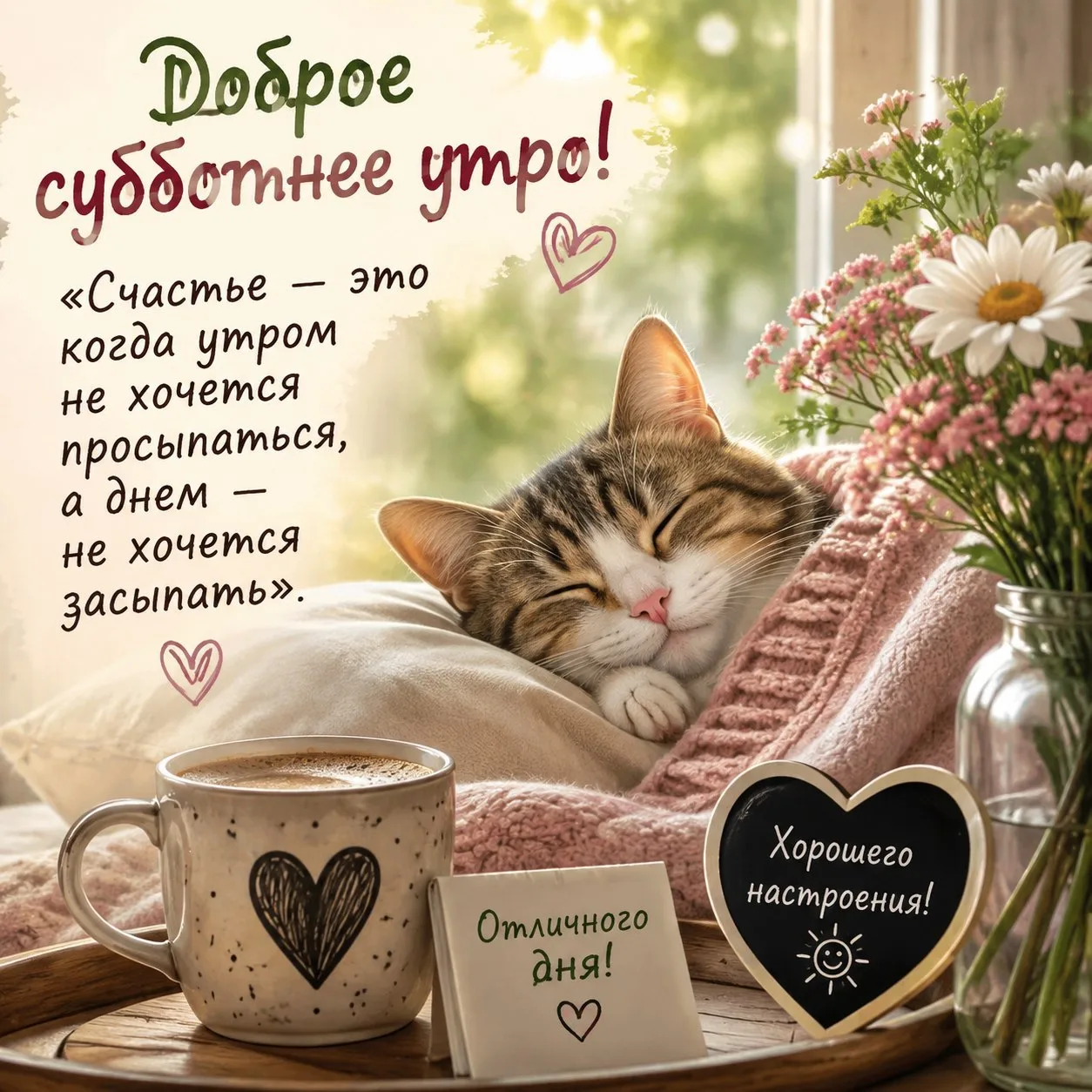 Доброе субботнее утро! Выходные — время для радости, прогулок и любимых занятий.