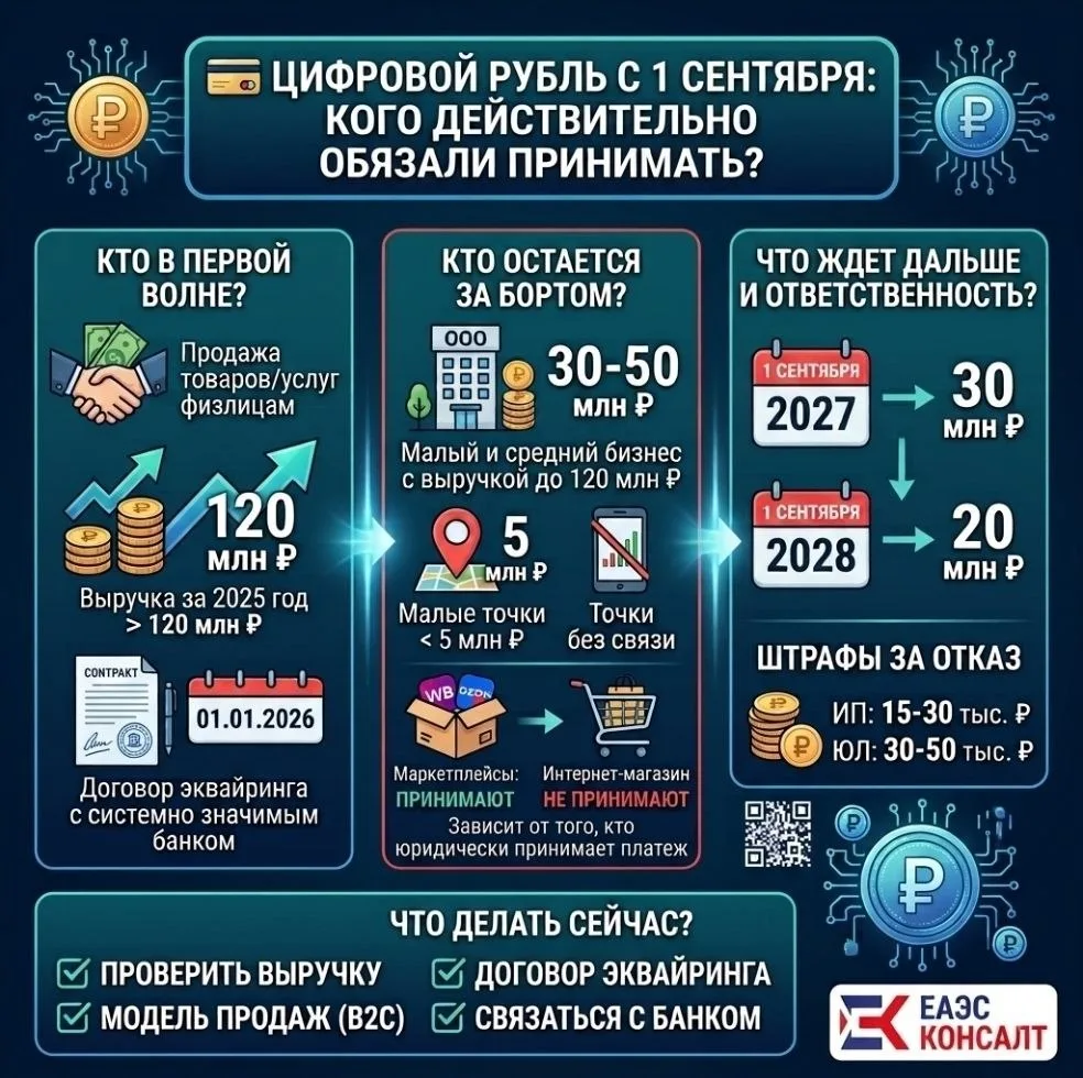 🪙 ЦИФРОВОЙ РУБЛЬ С 1 СЕНТЯБРЯ: КОГО ДЕЙСТВИТЕЛЬНО ОБЯЗАЛИ ПРИНИМАТЬ?