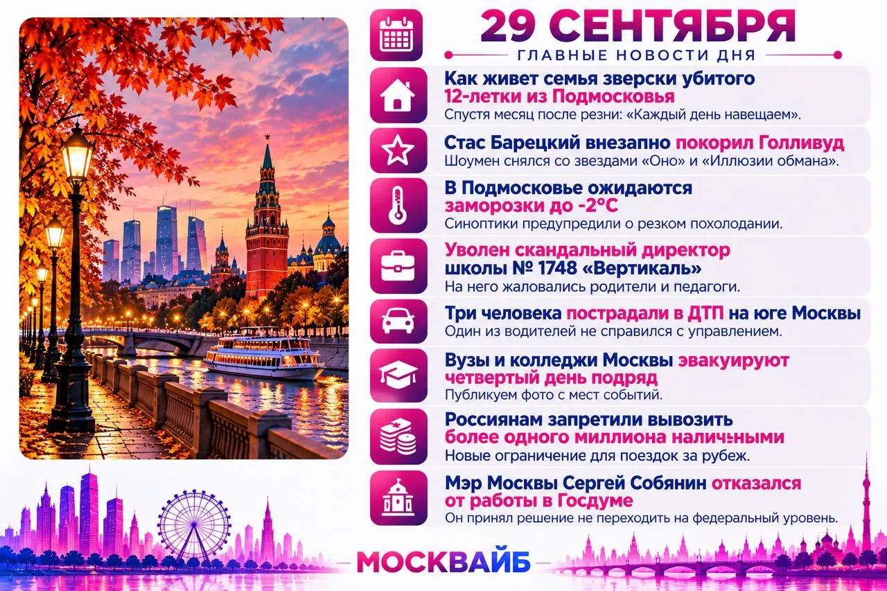 29 сентября в Москве и области главными темами стали похолодание с заморозками до −2 °C...
