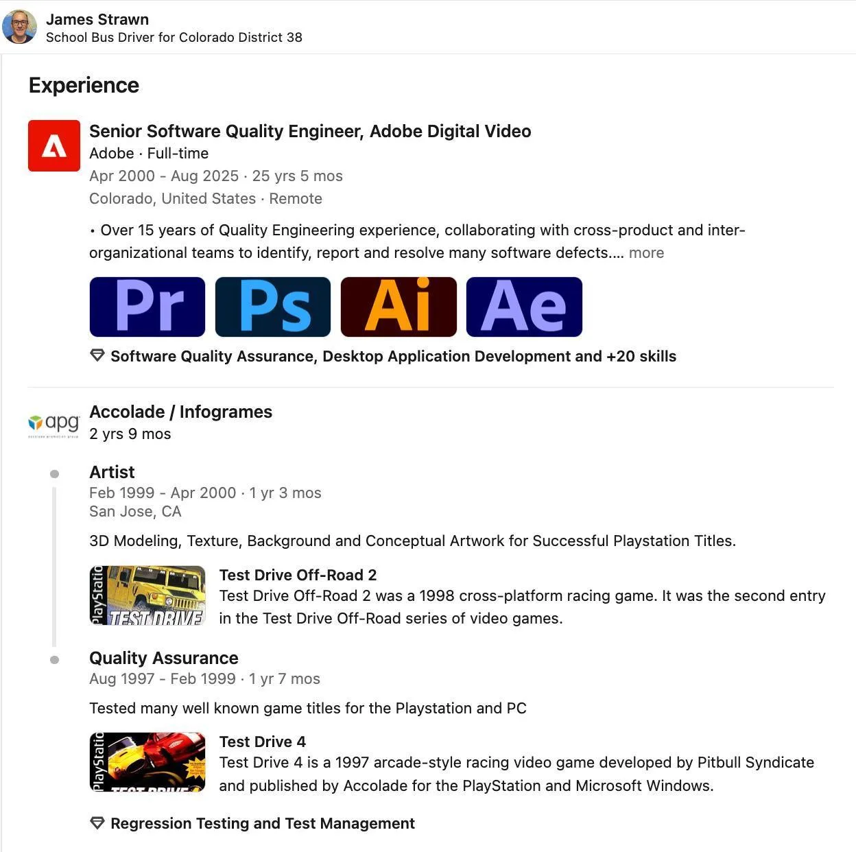 После 25 лет в Adobe программист не нашёл работу в отрасли и стал водителем автобуса.