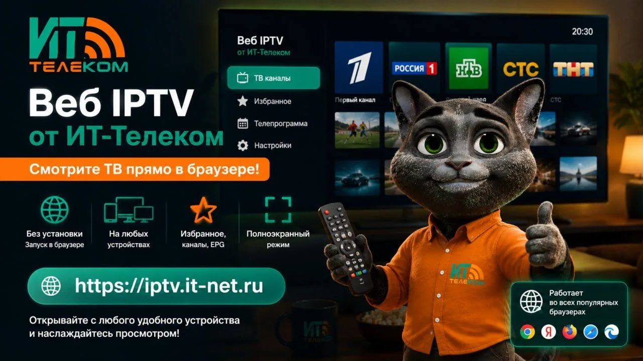 🎉📺 Веб IPTV от ИТ-Телеком уже доступно!