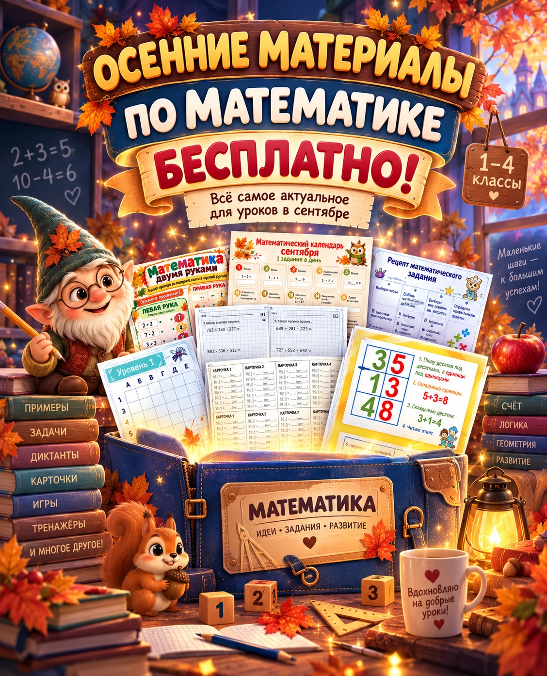 🍂📚 ОСЕННИЕ МАТЕРИАЛЫ ПО МАТЕМАТИКЕ — БЕСПЛАТНО!