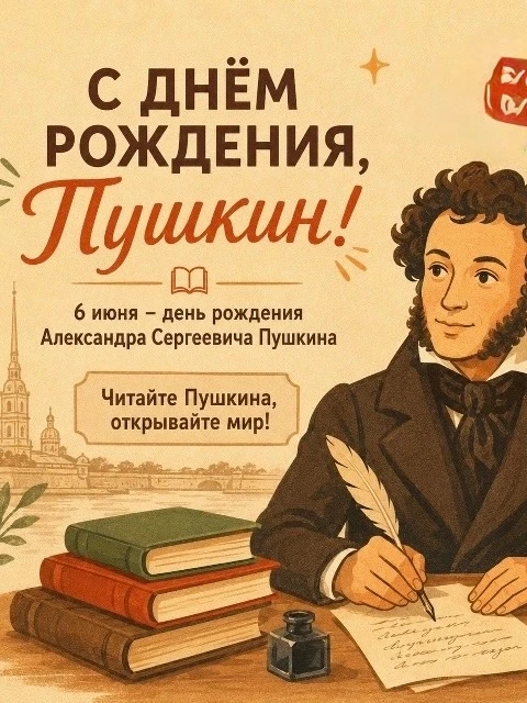✨С Днём Пушкина, друзья!✨
6 июня замечательный праздник — Пушкинский День России!
✨ Вместе с ребятам
