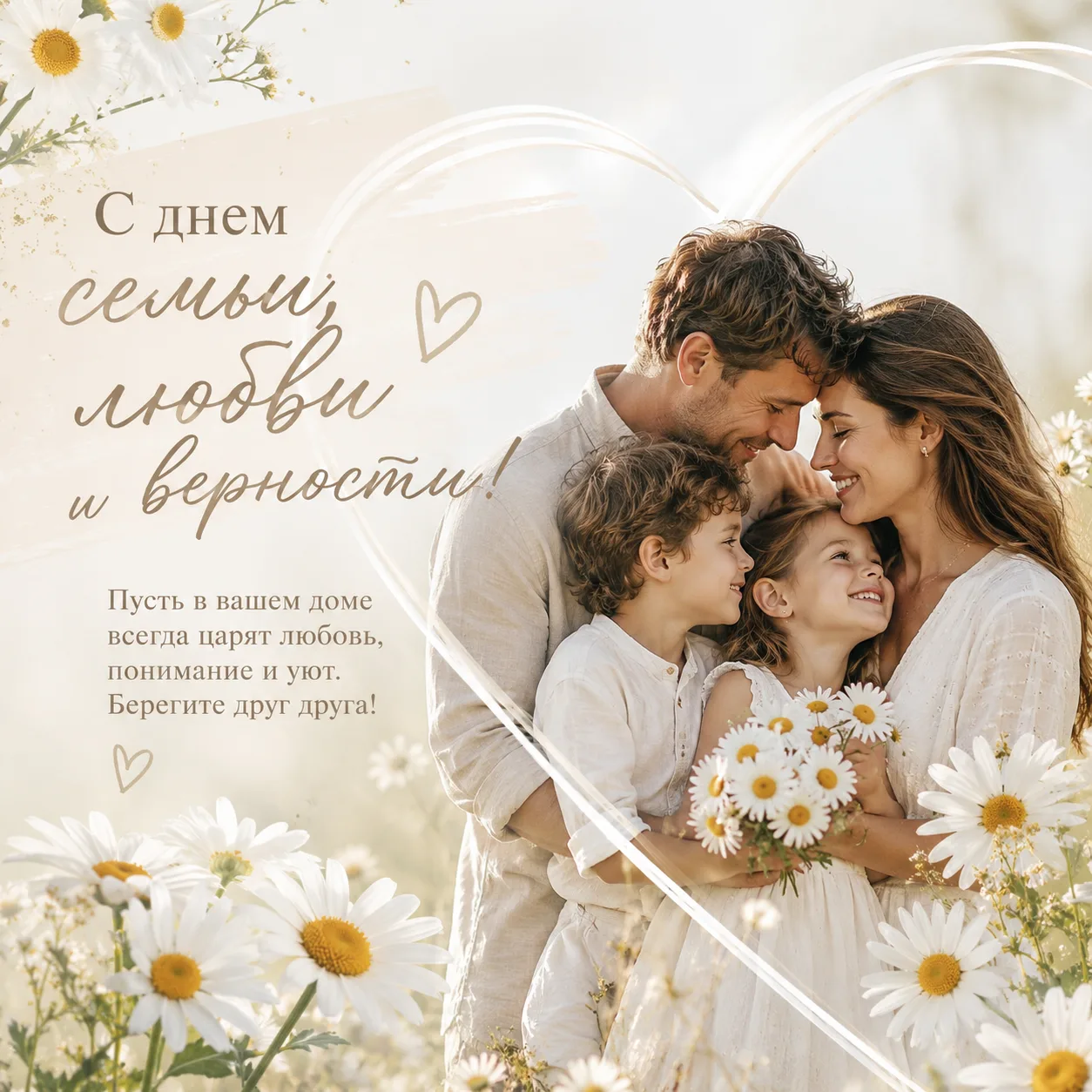 🌼 С Днём семьи, любви и верности! 🌼Пусть в каждом доме царят любовь, взаимопонимание, забота и теп