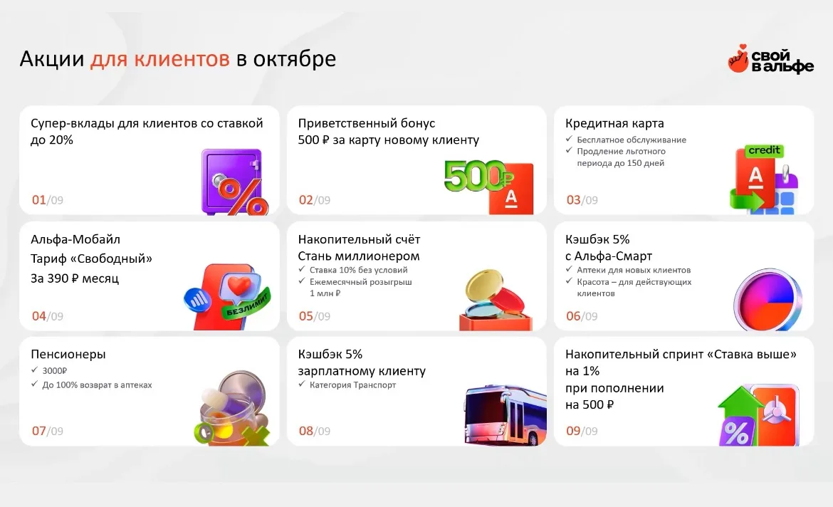Все акции октября для партнеров и клиентов на одном листке ! Используйте для работы !