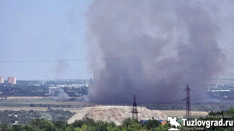 Ландшафтный пожар в пойме реки Тузлов со стороны Промышленного района.