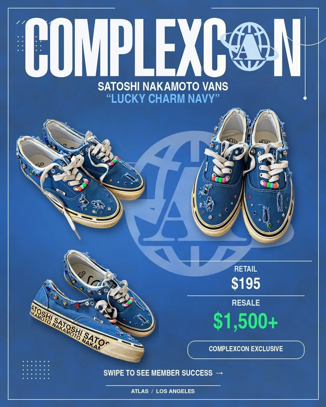 Самая хайповая пара на Complexcon стали The Satoshi Nakamoto x Vans “Lucky Charm Navy”