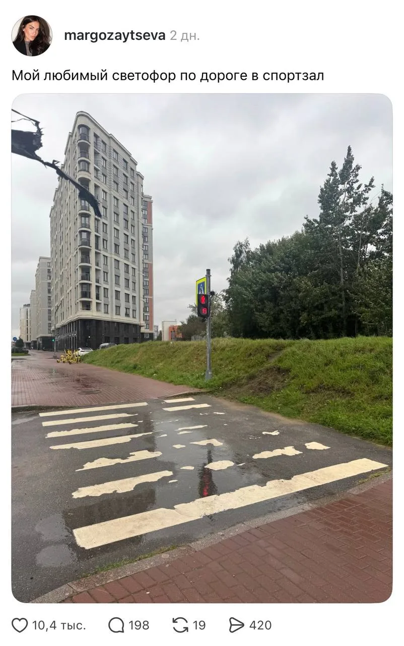 Не стоит шутить с этим светофором, вдруг трава ещё поедет.
