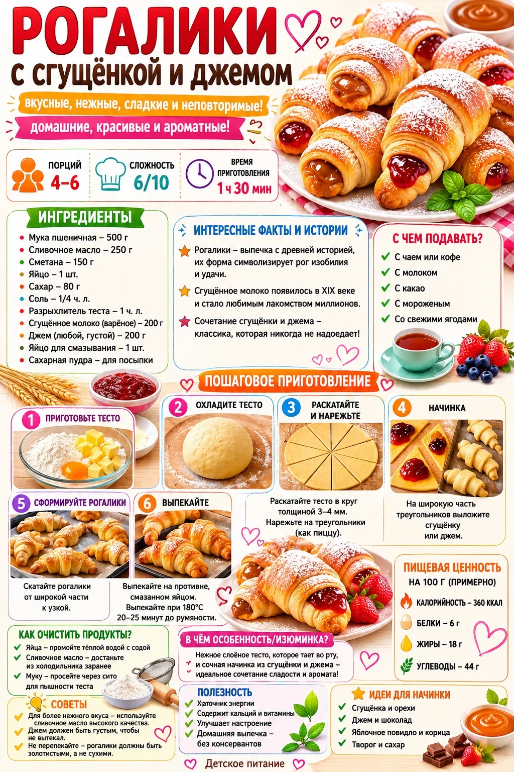 Рогалики со сгущенкой и джемом