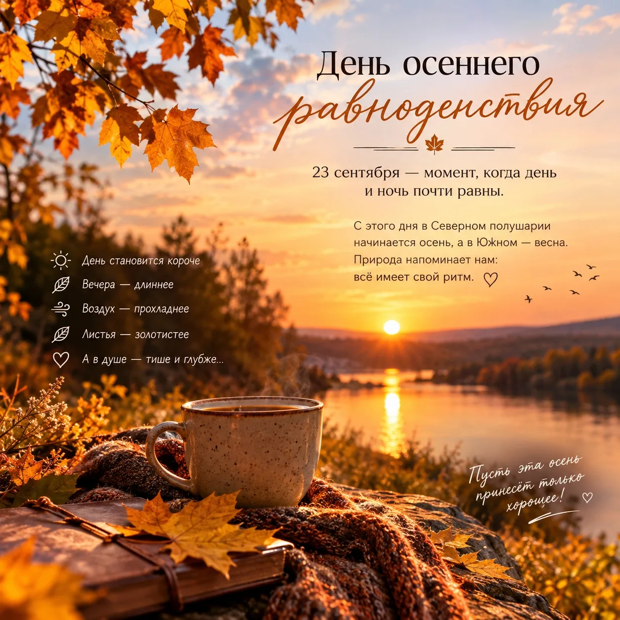 🎉 Сегодня, 23 сентября, отмечается День осеннего равноденствия! 🍂