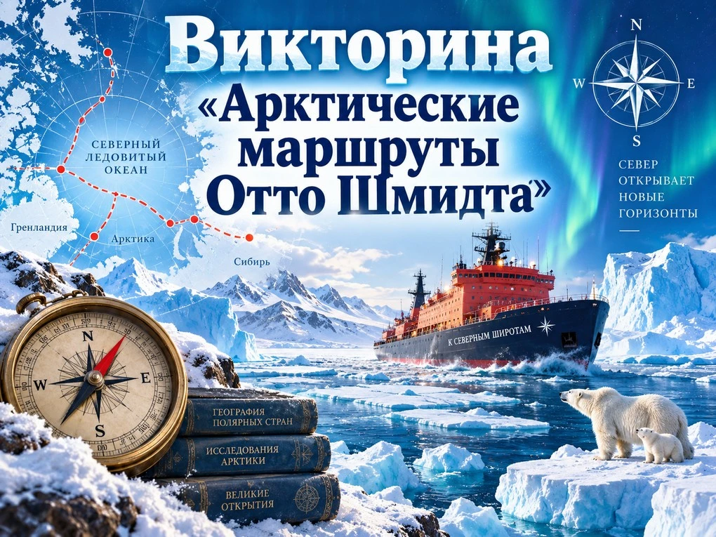 ✨Викторина «Арктические маршруты Отто Шмидта»: к 135-летию учёного, полярного исследова...