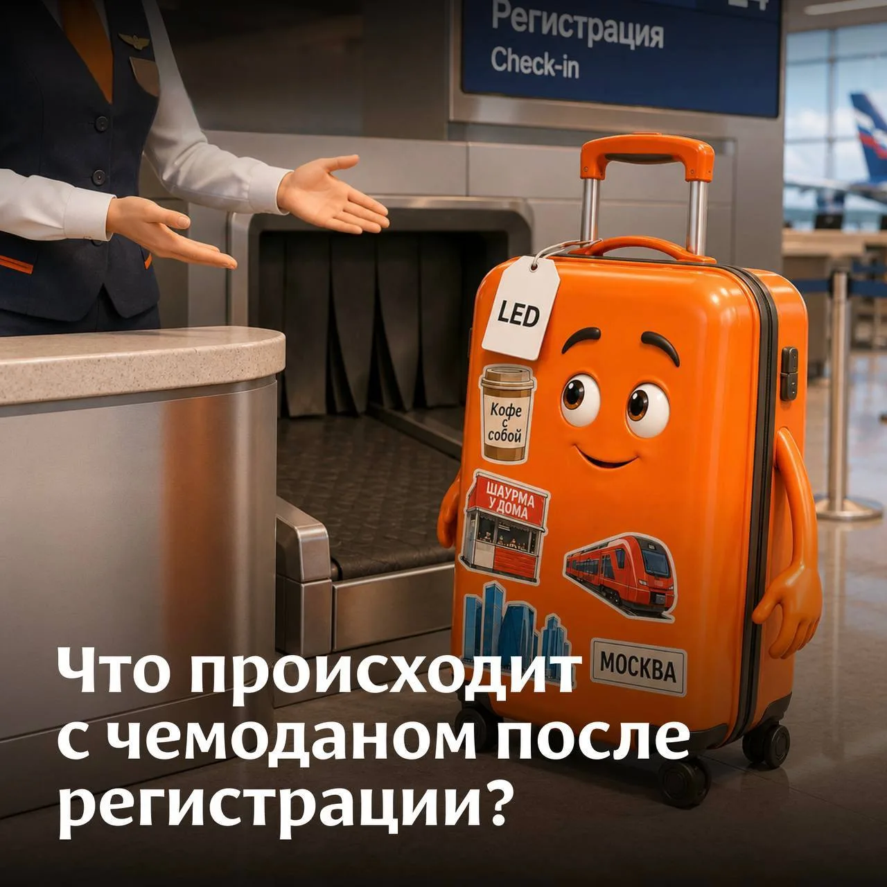 Думаете, ваш чемодан после регистрации сразу отправляется в самолёт? А вот и нет 🧳